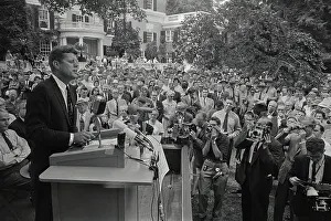 John F Kennedy Addressing Crowd