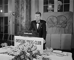 John F Kennedy Addressing Overseas Press Club