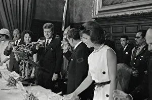 Champagne Prints: John F. Kennedy and Adolfo Lopes Mateos Drinking a Toast