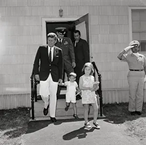 John F. Kennedy and Children Walking from Hospital