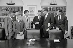 John F Kennedy Conferring with Democratic Senators