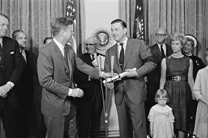 Warren G Prints: John F Kennedy Congratulating Franklin D Roosevelt Jr