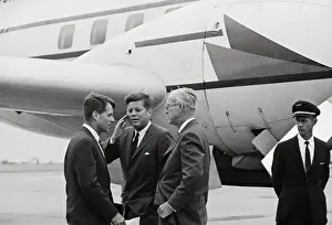 John F. Kennedy with Father and Brother Near Airplane