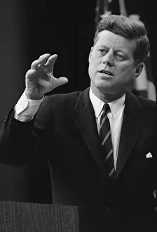John F. Kennedy Gestures During News Conference