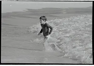 Antigua Prints: John F. Kennedy Jr. Playing on the Beach