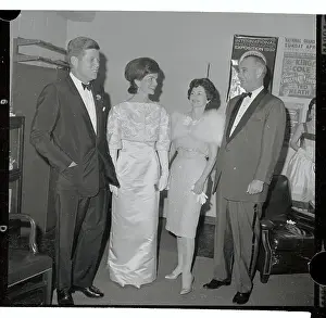 John F. Kennedy and Lyndon B. Johnson Posing with Their Wives