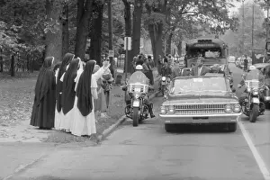 Grand Rapids Prints: John F. Kennedy in Motorcade with Nuns Nearby