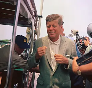 John F. Kennedy Pausing for Press Before Yachting