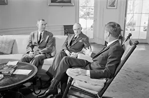 David E Prints: John F Kennedy Receiving Report on Foreign Aid