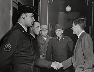 John F Kennedy Shaking Hands with Soldiers