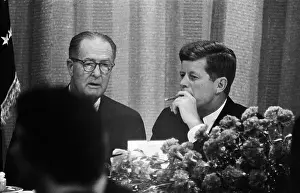 Cigar Prints: John F. Kennedy Smoking Cigar At Banquet