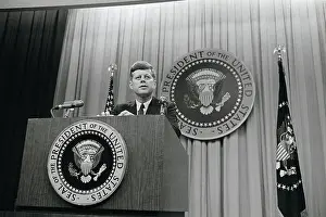 John F Kennedy Speaking at News Conference
