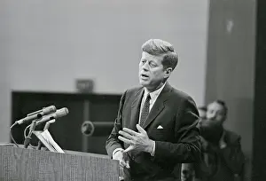 John F Kennedy Ticking off Points on His Fingers