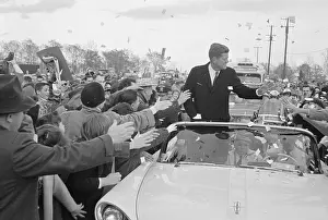 John F. Kennedy Waving to Supporters