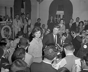 Charleston Prints: John F. Kennedy with Wife Jacqueline Speaking to Newsmen