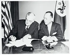 John Foster Dulles and You Chan Yang Signing Treaty