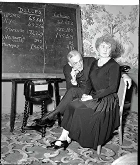 John Foster Dulles and Wife Listen to Election Returns
