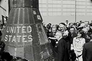 John Glenn Displaying Space Craft