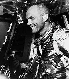 John Glenn Smiling in Space Capsule