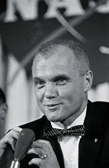Cosmic Chronicle Prints: John Glenn Speaking to Press