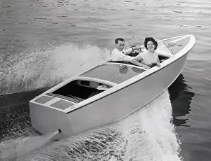Cowes Prints: John Hutchins in Speedboat