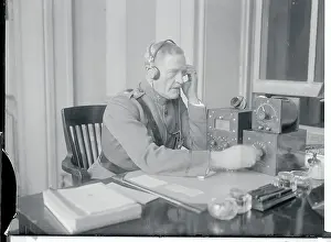 John J Prints: John J Pershing Listening to Radio