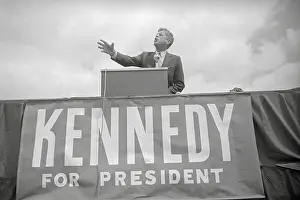 1960 Us Presidential Election Prints: John Kennedy Delivering an Address