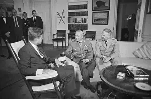 John Kennedy Discussing Military Politics