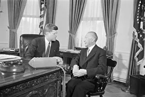 Chancellor Prints: John Kennedy Greeting Chancellor Adenauer
