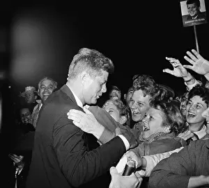 1960 Us Presidential Election Prints: John Kennedy Greeting Supporters