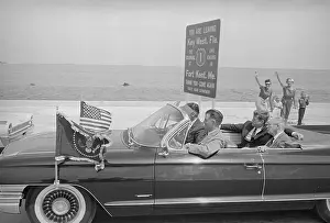 John Kennedy with Harold Macmillan in Car