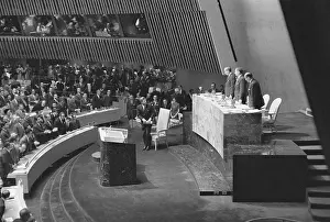 Burmese Prints: John Kennedy Rising to Speak