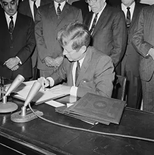 John Kennedy Signing Test Ban Treaty