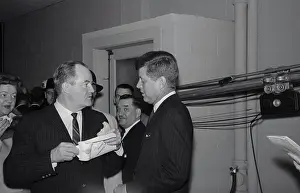 Hubert H Prints: John Kennedy Talking with Hubert Humphrey