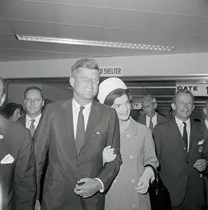 John Kennedy Walking with Wife Jacqueline