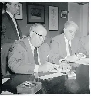 John L Prints: John L. Lewis and Harry M. Moses Signing Contracts