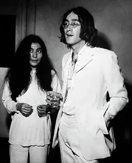 Songwriter Prints: John Lennon Talking with Yoko Ono at Gallery