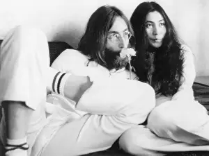 John Lennon and Yoko Ono During Press Conference