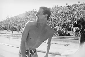 Swimmer Prints: John Naber Climbing Out of Pool