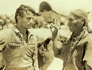 John Wayne & Crow Indian In Movie Still