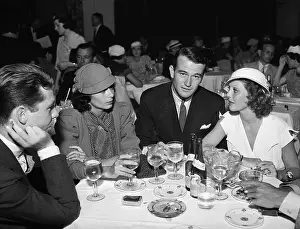 Dining Prints: John Wayne Dines with Wife and Loretta Young