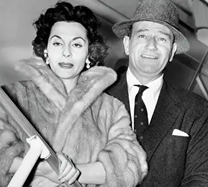Trip Prints: John Wayne And Wife Pilar Board Ship