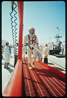 John Young and Virgil Grissom Walking up Ramp