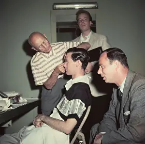 Johnny Carson Getting His Makeup Done