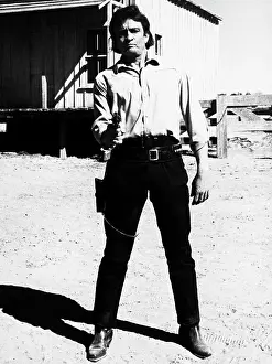Santa Fe Prints: Johnny Cash as Cowboy Aiming Pistol