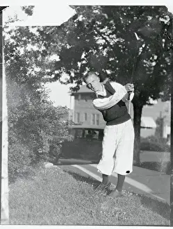 Johnny Goodman Swinging His Golf Club