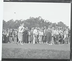 Johnny Goodman Swinging Golf Club During Tournament