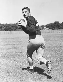 Johnny Lujack Runs W/Football On Field