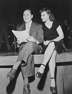 Johnny Mercer and Joan Edwards Sitting on Stage