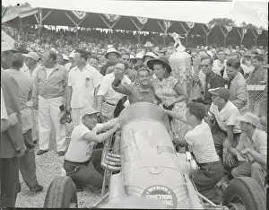 Indianapolis Prints: Johnny Parsons Posing with Crowd After Winning Classic